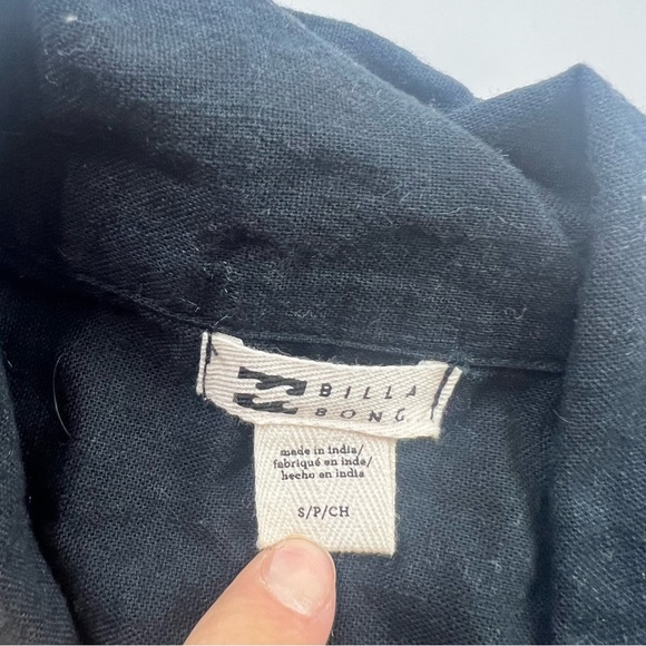 BillaBong women’s black oversized cropped button down shirt S L111-5 - Picture 5 of 6